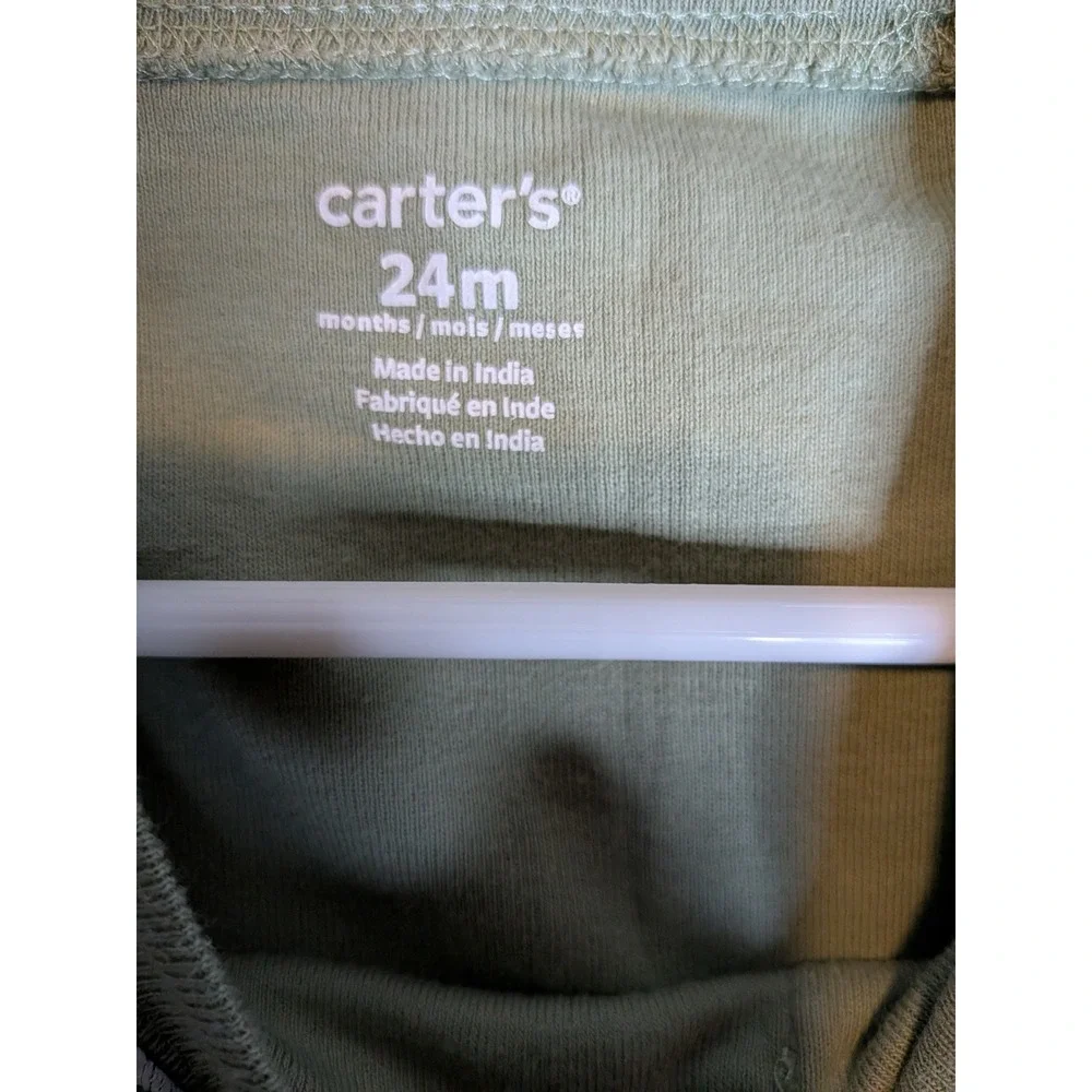 Carters Baby Boys Olive Green Dinosaur Print Long Sleeve Bodysuit 24M 1O281210